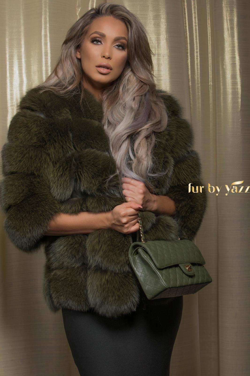 Short Yazz Fur Coat - Green - Fur By Yazz - furbyyazz.com