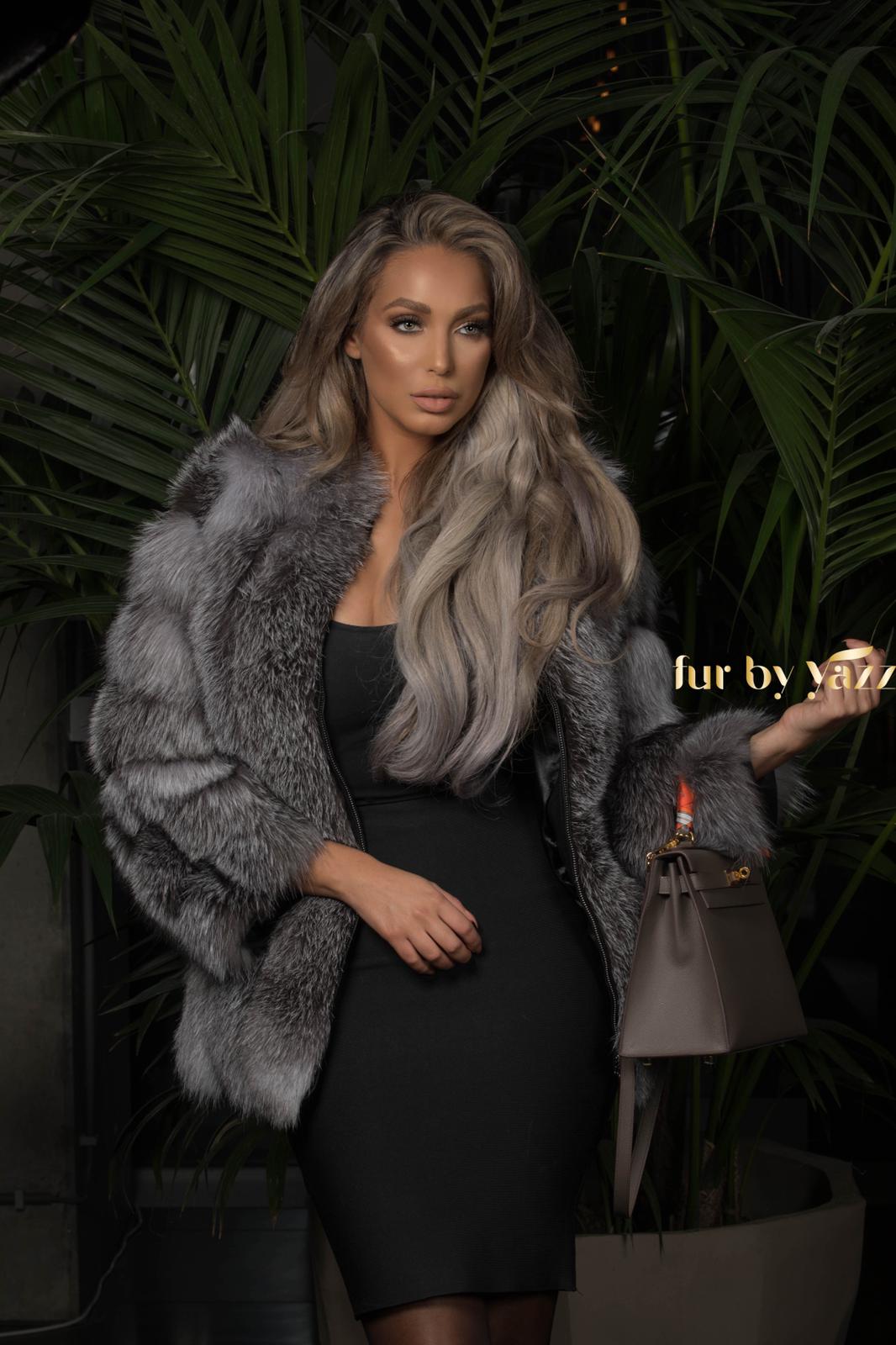 Short Yazz Fur Coat - Snowgrey - Fur By Yazz - furbyyazz.com