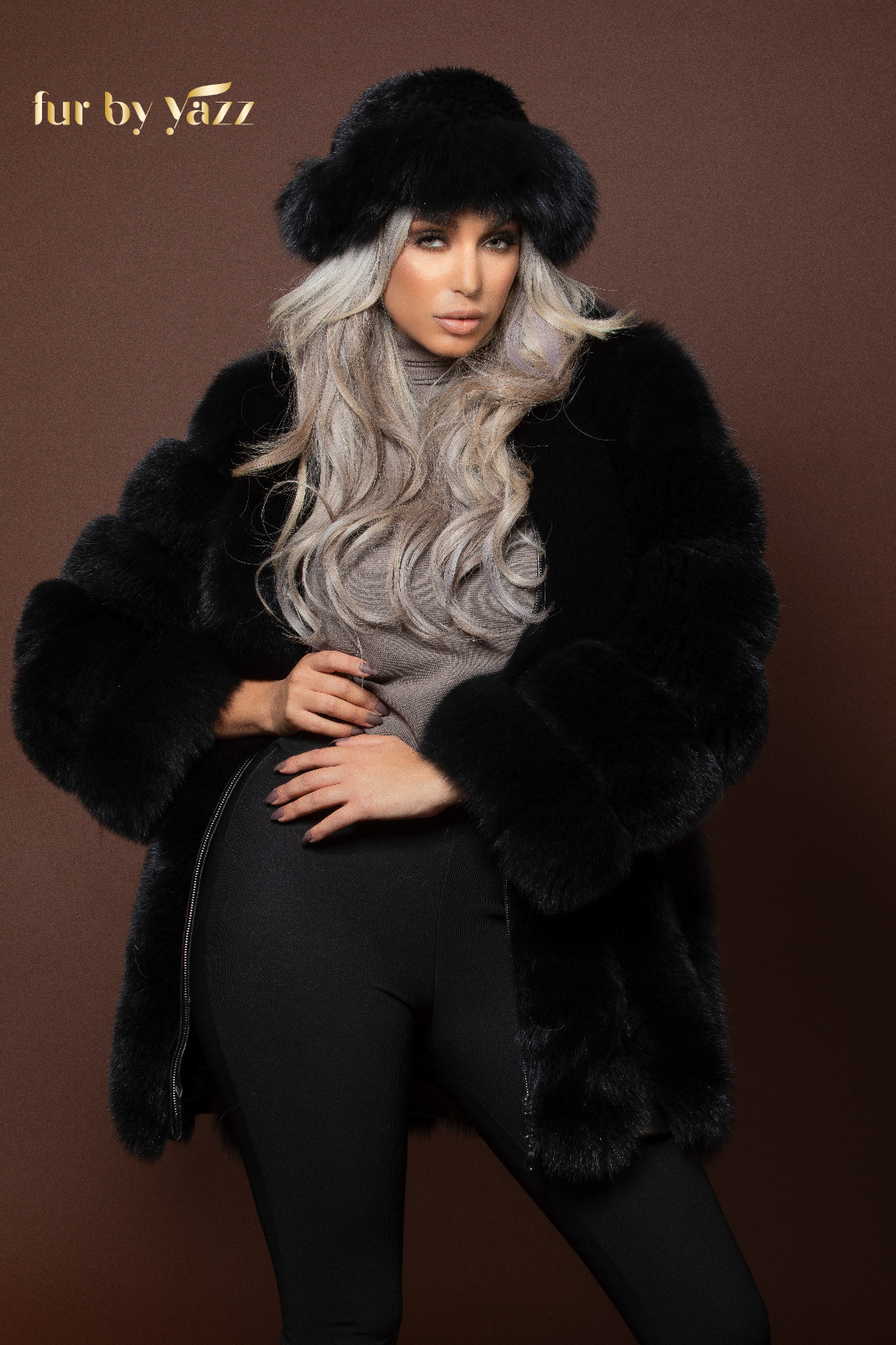 Fur Hat/Cap - Black